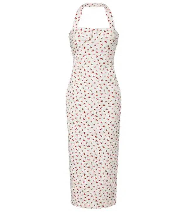 Posse Ebony lace-trimmed printed cotton-blend midi dress
