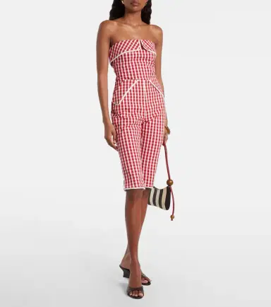Posse Ebony gingham lace-trimmed cotton-blend capri pants | Thumbnail 4 Posse Ebony gingham lace-trimmed cotton-blend capri pants | Thumbnail 4