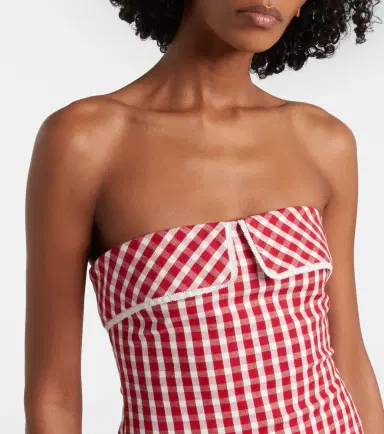 Posse Ebony gingham lace-trimmed cotton-blend midi dress | Thumbnail 2