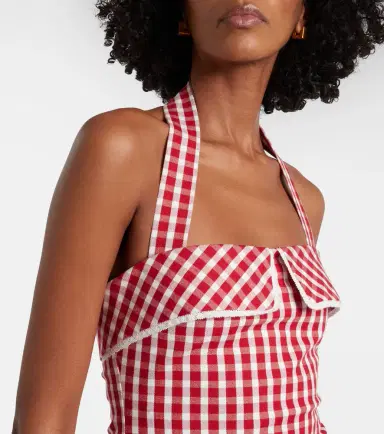 Posse Ebony gingham lace-trimmed cotton-blend midi dress | Thumbnail 3