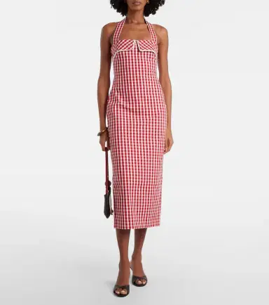 Posse Ebony gingham lace-trimmed cotton-blend midi dress | Thumbnail 5