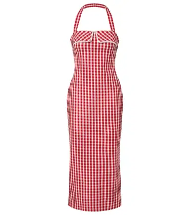 Posse Ebony gingham lace-trimmed cotton-blend midi dress | Thumbnail 1