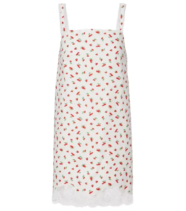 Posse Delia lace-trimmed printed cotton minidress