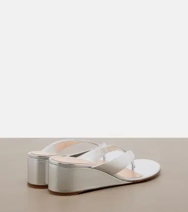 Gianvito Rossi Metallic leather wedge thong sandals | Thumbnail 4