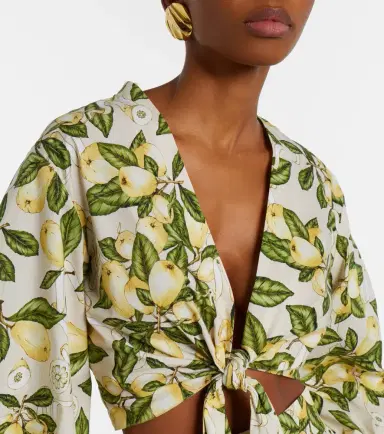 ADRIANA DEGREAS Printed cotton-blend crop top | Thumbnail 2