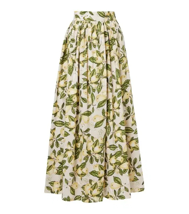 Printed cotton-blend maxi skirt