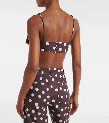 ADRIANA DEGREAS Bow-detail polka-dot cotton-blend bandeau top | Thumbnail 3