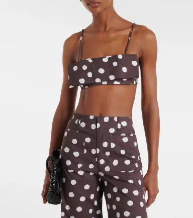 ADRIANA DEGREAS Bow-detail polka-dot cotton-blend bandeau top | Thumbnail 4