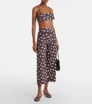ADRIANA DEGREAS Bow-detail polka-dot cotton-blend bandeau top | Thumbnail 5