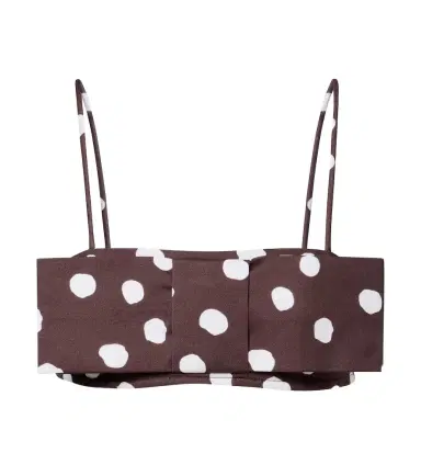 ADRIANA DEGREAS Bow-detail polka-dot cotton-blend bandeau top | Thumbnail 1