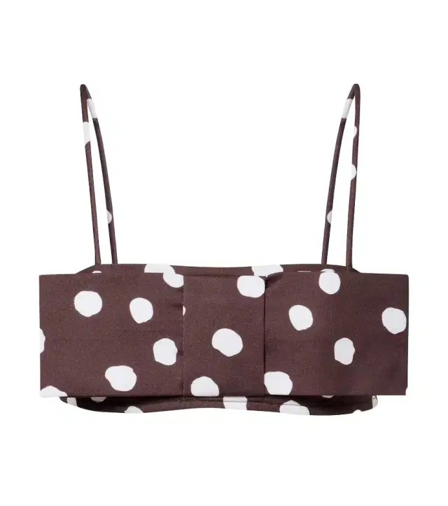 Adriana Degreas Bow-detail polka-dot cotton-blend bandeau top