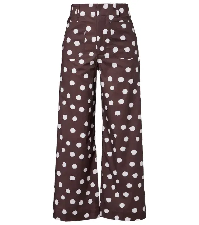 Polka-dot cotton-blend wide-leg pants Polka-dot cotton-blend wide-leg pants