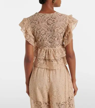 ADRIANA DEGREAS Ruffled lace crop top | Thumbnail 4