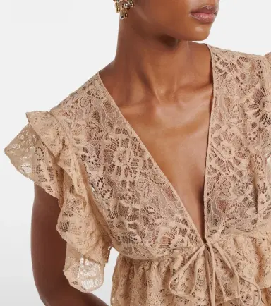 ADRIANA DEGREAS Ruffled lace crop top | Thumbnail 5