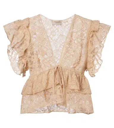 ADRIANA DEGREAS Ruffled lace crop top | Thumbnail 1