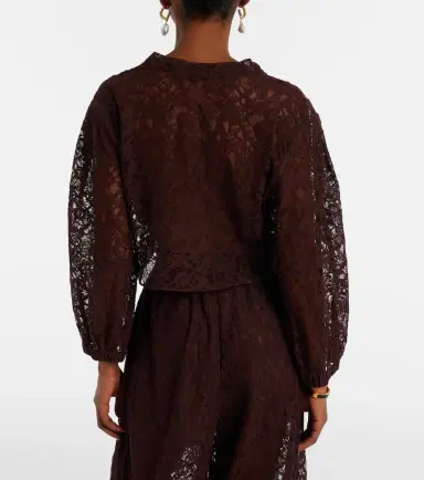 ADRIANA DEGREAS Cotton-blend lace crop top | Thumbnail 5