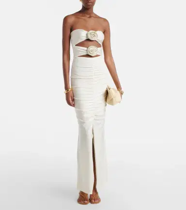 ADRIANA DEGREAS Cutout floral-appliqué ruched maxi dress | Thumbnail 3