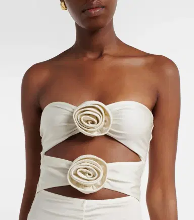 ADRIANA DEGREAS Cutout floral-appliqué ruched maxi dress | Thumbnail 4