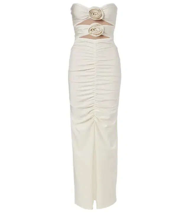 Adriana Degreas Cutout floral-appliqué ruched maxi dress