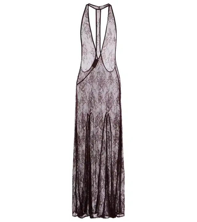 Adriana Degreas Sheer open-back lace maxi dress