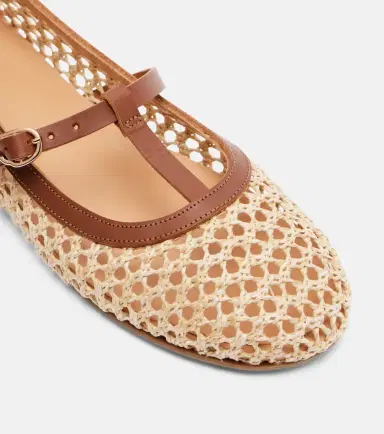 Ancient Greek Sandals Aerati leather-trimmed raffia Mary Jane flats | Thumbnail 3 Ancient Greek Sandals Aerati leather-trimmed raffia Mary Jane flats | Thumbnail 3