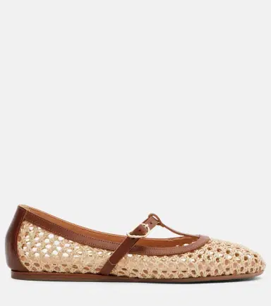 Ancient Greek Sandals Aerati leather-trimmed raffia Mary Jane flats | Thumbnail 4 Ancient Greek Sandals Aerati leather-trimmed raffia Mary Jane flats | Thumbnail 4