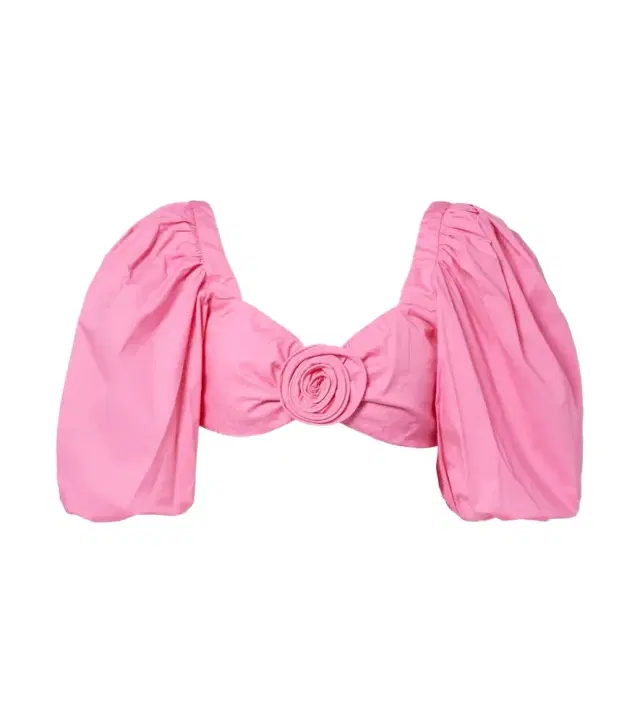 Adriana Degreas Floral-appliqué cotton-blend crop top