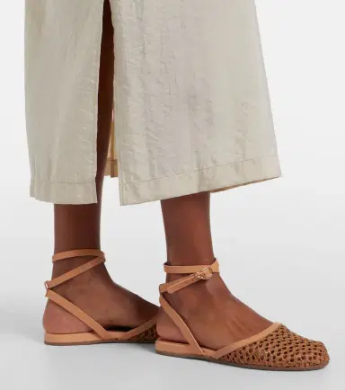 Ancient Greek Sandals Filothea leather-trimmed raffia slingback flats | Thumbnail 5 Ancient Greek Sandals Filothea leather-trimmed raffia slingback flats | Thumbnail 5
