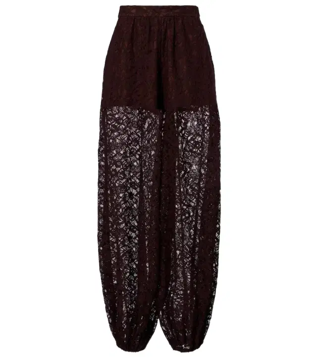 Cotton-blend lace balloon pants