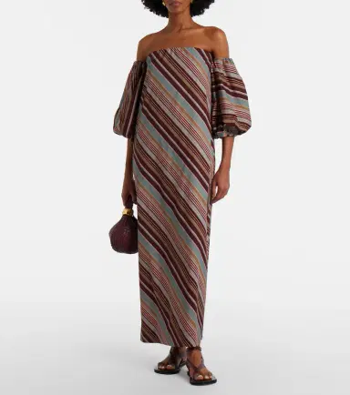 ADRIANA DEGREAS Striped off-shoulder cotton-blend maxi dress | Thumbnail 2 ADRIANA DEGREAS Striped off-shoulder cotton-blend maxi dress | Thumbnail 2