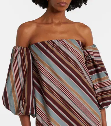 ADRIANA DEGREAS Striped off-shoulder cotton-blend maxi dress | Thumbnail 4 ADRIANA DEGREAS Striped off-shoulder cotton-blend maxi dress | Thumbnail 4