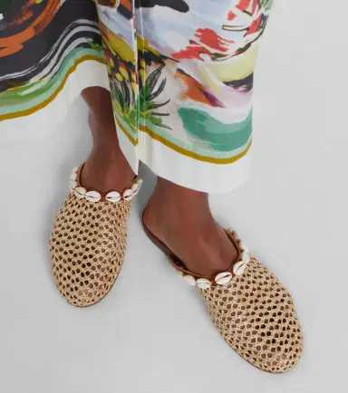 Ancient Greek Sandals Slipper embellished raffia mules | Thumbnail 6
