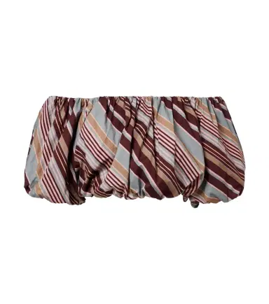 ADRIANA DEGREAS Striped off-shoulder cotton-blend crop top | Thumbnail 1