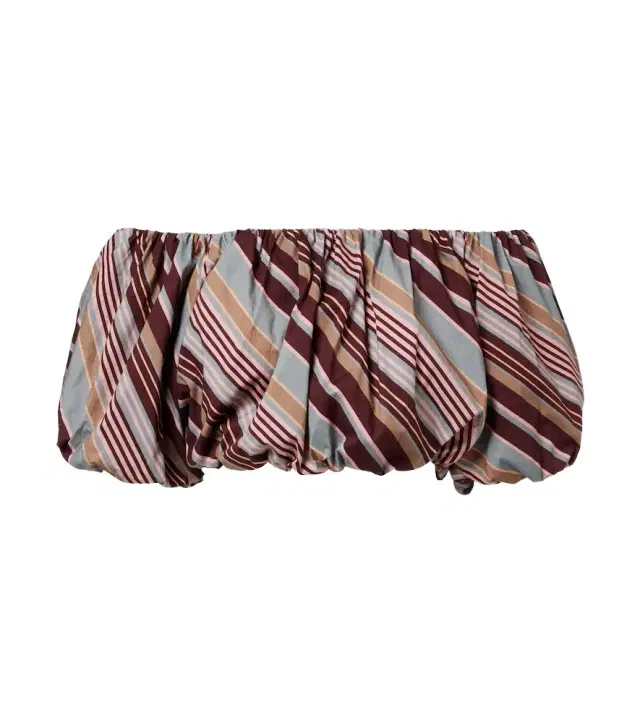ADRIANA DEGREAS Striped off-shoulder cotton-blend crop top