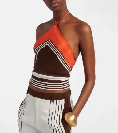 SIR. Destino striped halterneck silk top | Thumbnail 3