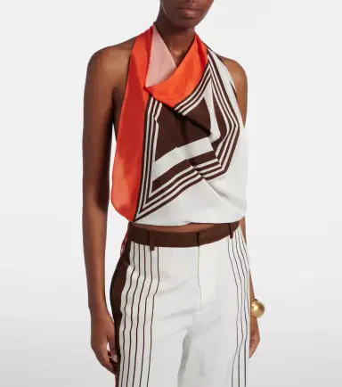 SIR. Destino striped halterneck silk top | Thumbnail 5