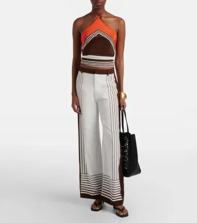 SIR. Destino striped halterneck silk top | Thumbnail 6