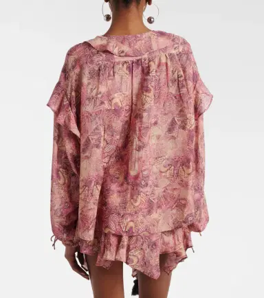 Isabel Marant Charis printed ruffled silk blouse | Thumbnail 3