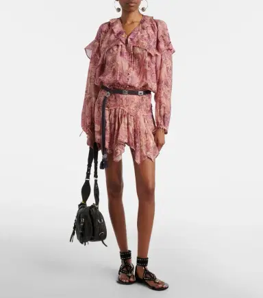 Isabel Marant Charis printed ruffled silk blouse | Thumbnail 4