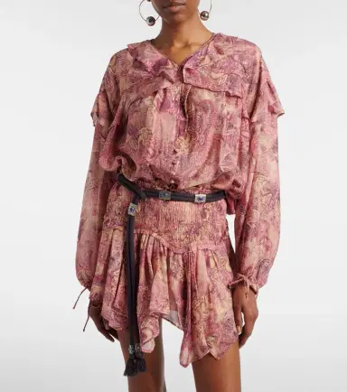 Isabel Marant Charis printed ruffled silk blouse | Thumbnail 5