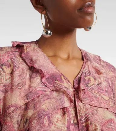 Isabel Marant Charis printed ruffled silk blouse | Thumbnail 6