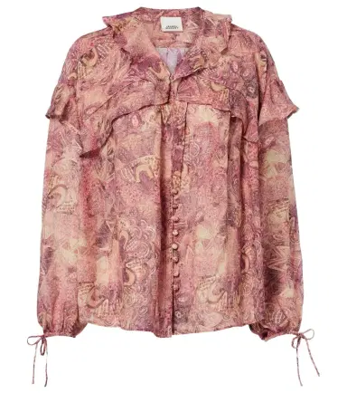 Isabel Marant Charis printed ruffled silk blouse | Thumbnail 1