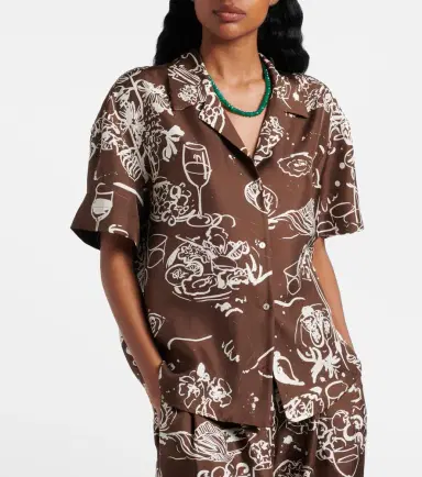ASCENO Prague printed silk twill bowling shirt | Thumbnail 4