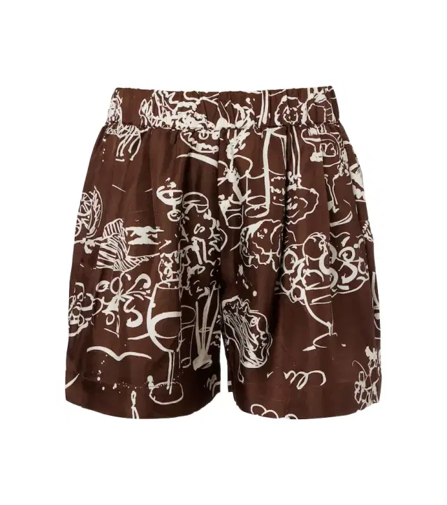Zurich printed silk twill shorts