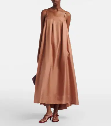 Asceno Heather pleated silk twill maxi dress | Thumbnail 2