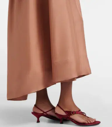 Asceno Heather pleated silk twill maxi dress | Thumbnail 3