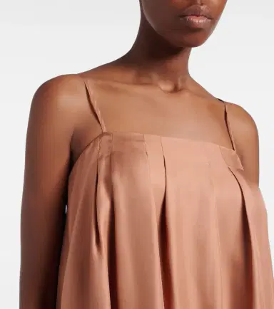 Asceno Heather pleated silk twill maxi dress | Thumbnail 6