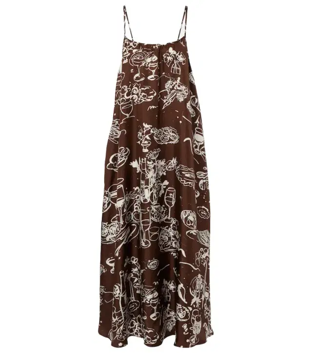 Asceno Napoli printed silk twill maxi dress