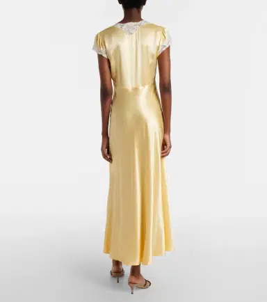 Rixo Lace-trimmed satin midi dress | Thumbnail 3 Rixo Lace-trimmed satin midi dress | Thumbnail 3