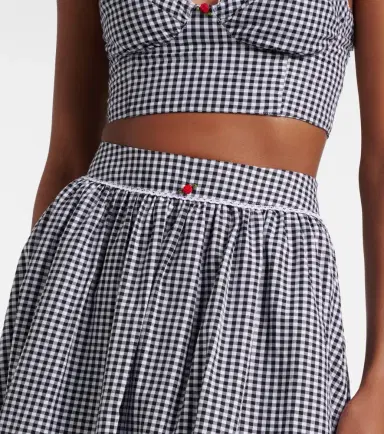 Bananhot Alba gingham cotton poplin midi skirt | Thumbnail 2